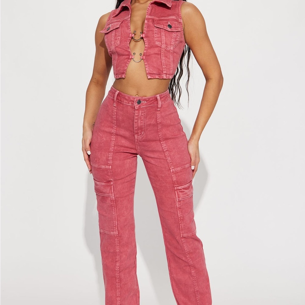 Fashion Nova Red Cargo Pants